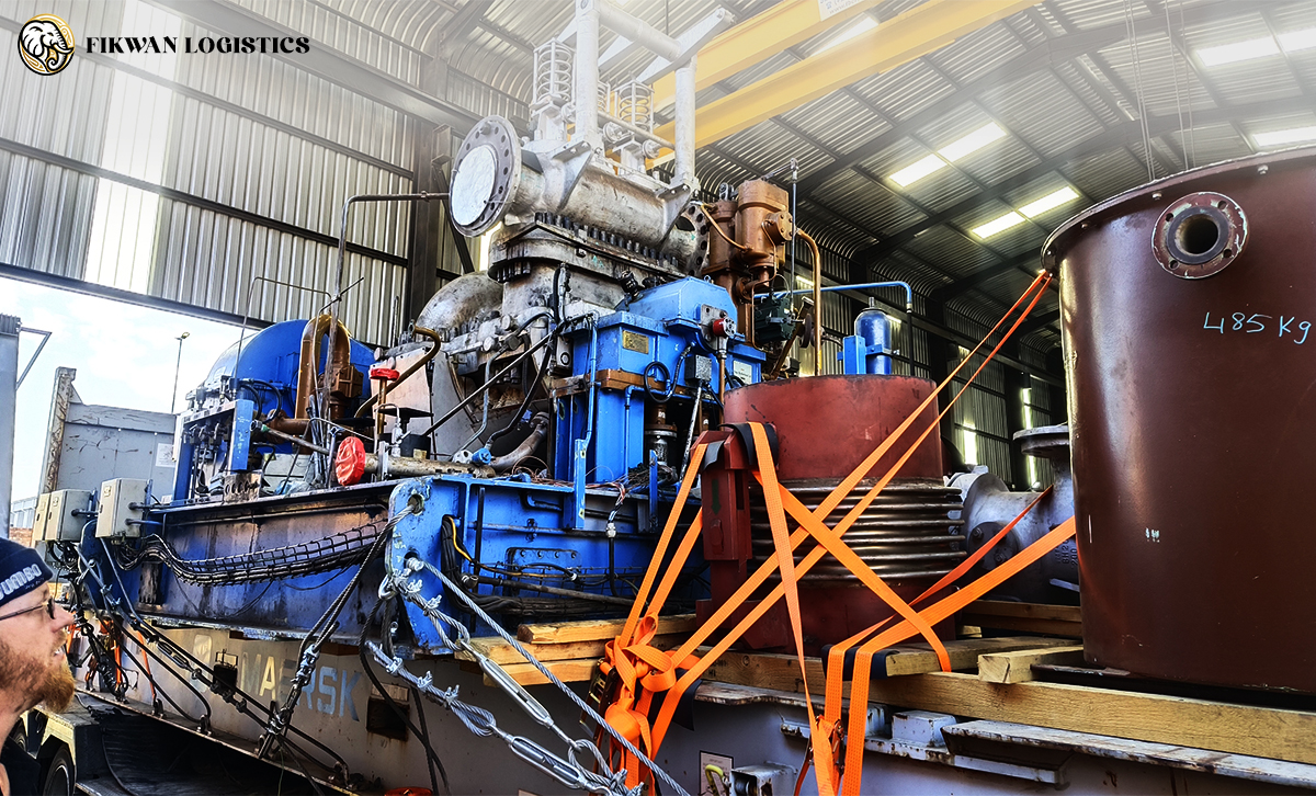 Cargo ship loading at port