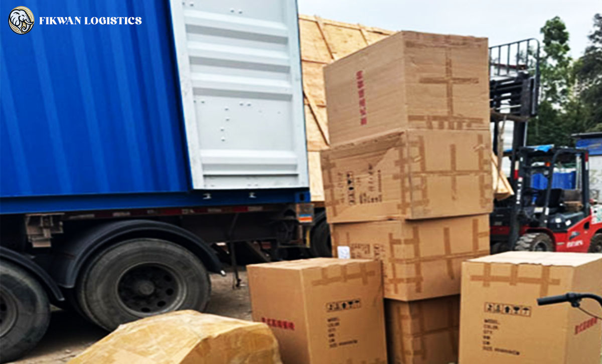 Cargo ship loading at port